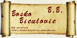Boško Biculović vizit kartica